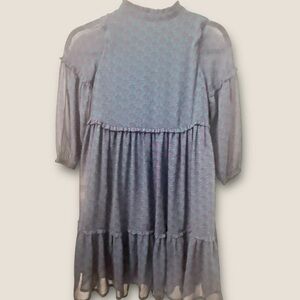 New Colorful Planet Girls Green Dress Purple Fleur de Lis Peasant Sleeve Sz 6/6x